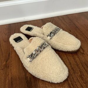 Dolce vita Pela Sherpa cream slip on slides mules